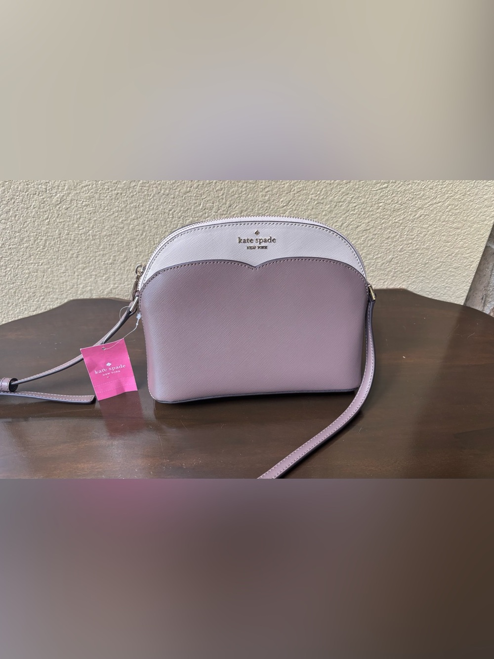 Kate Spade Light Brown and Cream Dome Scallop Crossbody